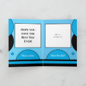 Happy Birthday special Godson blauw en zwart Kaart (Binnen)