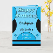 Happy Birthday special Godson blauw en zwart Kaart (Gele Bloem)