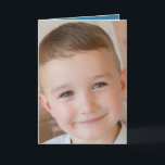 Happy Birthday Special Grandson Blue foto Kaart<br><div class="desc">Vervang de foto op de voorzijde. Voeg uw bericht binnen toe.
Fijne verjaardag speciale grootzoon.
Binnenzijde ontworpen in blauw en wit.</div>