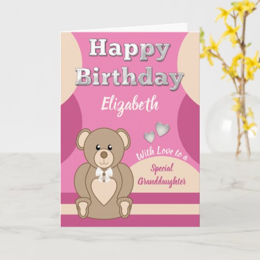 Happy Birthday special Kleindochter teddybeer Kaart (Gele Bloem)