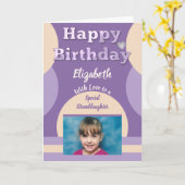 Happy Birthday speciale kleindochter paarse foto Kaart (Gele Bloem)