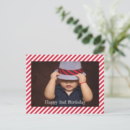 Happy Birthday | Speciale stripkaart voor foto's Briefkaart (Staand voorkant)