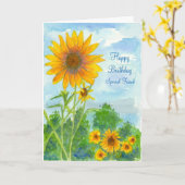 Happy Birthday Speciale Vriend Zonnebloem Waterver Kaart (Gele Bloem)
