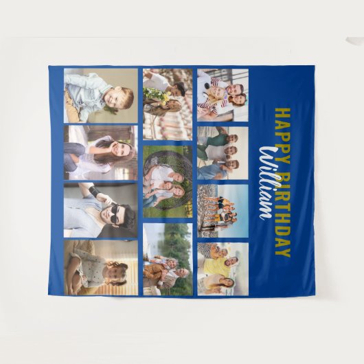 Happy Birthday Specialized 11 Photo Collage Blue Wandkleed (Voorkant (horizontaal))
