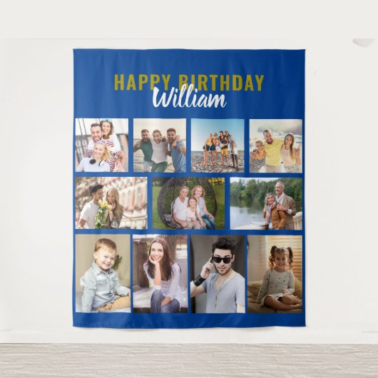 Happy Birthday Specialized 11 Photo Collage Blue Wandkleed (Voorkant)