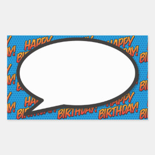 Happy Birthday Speech Bubble Fun Retro Comic Book Rechthoekige Sticker