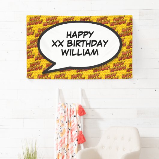 HAPPY BIRTHDAY SPEECH Bubble Stripboek Spandoek (Insitu)