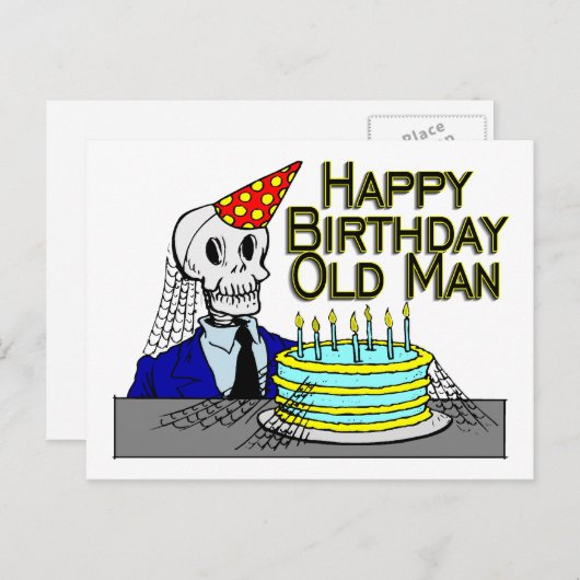 Happy Birthday Spider Web Old Man Briefkaart (Voorkant / Achterkant)