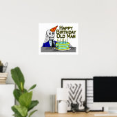 Happy Birthday Spider Web Old Man Poster (Thuiskantoor)