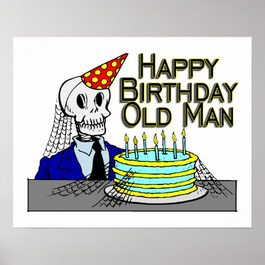 Happy Birthday Spider Web Old Man Poster (Voorkant)