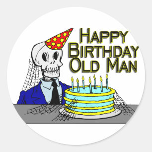 Happy Birthday Spider Web Old Man Ronde Sticker