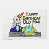 Happy Birthday Spider Web Old Man Theedoek (Horizontaal)