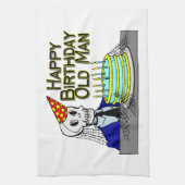 Happy Birthday Spider Web Old Man Theedoek (Verticaal)