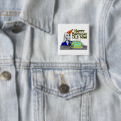 Happy Birthday Spider Web Old Man Vierkante Button 5,1 Cm (In situ)