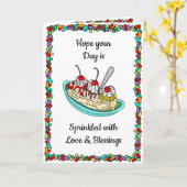 Happy Birthday | Splitsing bananen Kaart (Gele Bloem)