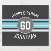 Happy Birthday Sports Jersey Stripes Name and Age Bier Etiket (Enkel label)