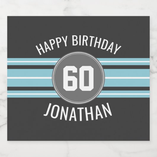 Happy Birthday Sports Jersey Stripes Name and Age Bier Etiket (Enkel label)