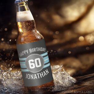 Happy Birthday Sports Jersey Stripes Name and Age Bier Etiket