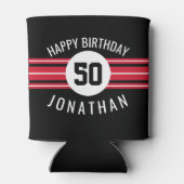 Happy Birthday Sports Jersey Stripes Name and Age Blikjeskoeler (Achterkant)