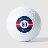 Happy Birthday Sports Jersey Stripes Name and Age Golfballen (Voorkant)