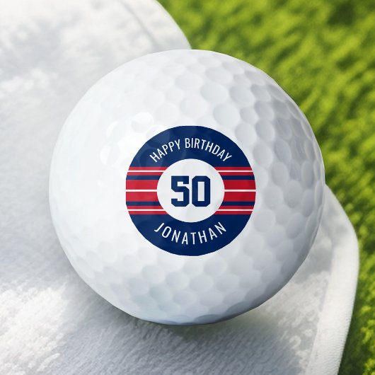 Happy Birthday Sports Jersey Stripes Name and Age Golfballen