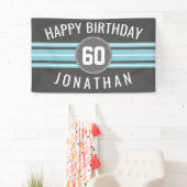 Happy Birthday Sports Jersey Stripes Name and Age Spandoek (Insitu)