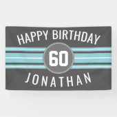 Happy Birthday Sports Jersey Stripes Name and Age Spandoek (Horizontaal)