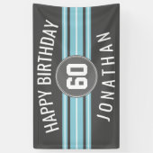Happy Birthday Sports Jersey Stripes Name and Age Spandoek (Verticaal)