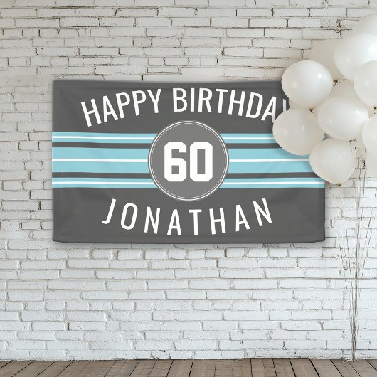 Happy Birthday Sports Jersey Stripes Name and Age Spandoek