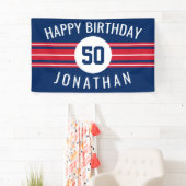 Happy Birthday Sports Jersey Stripes Name and Age Spandoek (Insitu)
