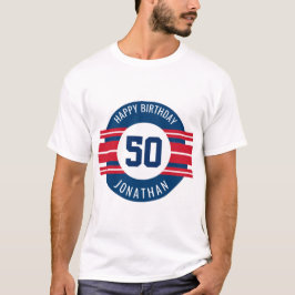 Happy Birthday Sports Jersey Stripes Name and Age T-shirt