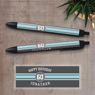 Happy Birthday Sports Jersey Stripes Name and Age Zwarte Inkt Pen