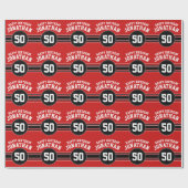 Happy Birthday Sports Stripes with Age - Red Black Cadeaupapier (Vlak)