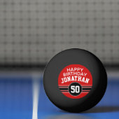 Happy Birthday Sports Stripes with Age - Red Black Pingpongbal (Net)