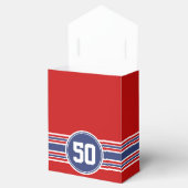 Happy Birthday Sports Stripes with Age - Red Blue Bedankdoosjes (Geopend)