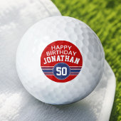Happy Birthday Sports Stripes with Age - Red Blue Golfballen