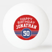 Happy Birthday Sports Stripes with Age - Red Blue Pingpongbal (Voorkant)