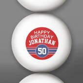 Happy Birthday Sports Stripes with Age - Red Blue Pingpongbal