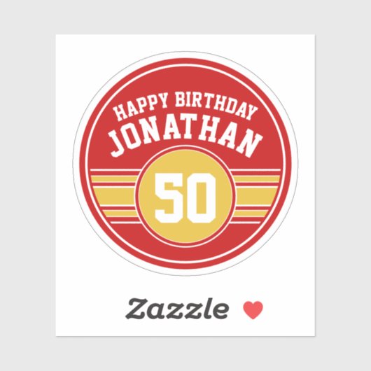 Happy Birthday Sportstripes met Goud Red Sticker (Vel)