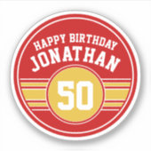 Happy Birthday Sportstripes met Goud Red Sticker (Voorkant)