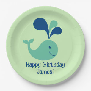 Happy Birthday Spouting Whale Party Bord