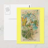 Happy Birthday Spring Butterflies Briefkaart (Voorkant / Achterkant)