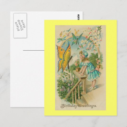  Happy Birthday Spring Butterflies Briefkaart (Voorkant / Achterkant)