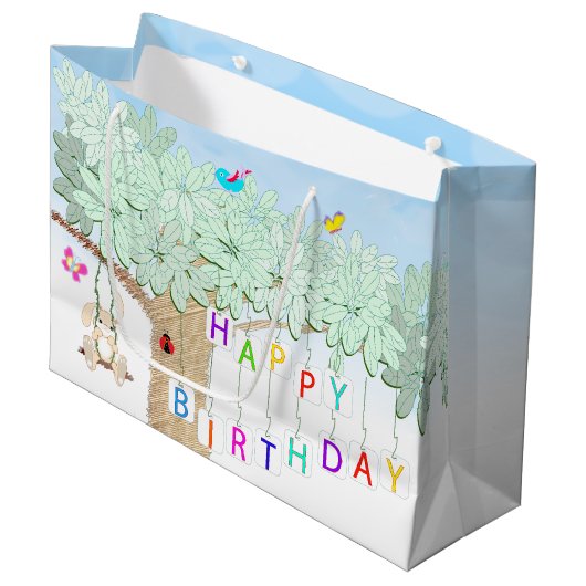 Happy Birthday Spring Celebration Garden Party Groot Cadeauzakje (Voorkant Gekanteld)