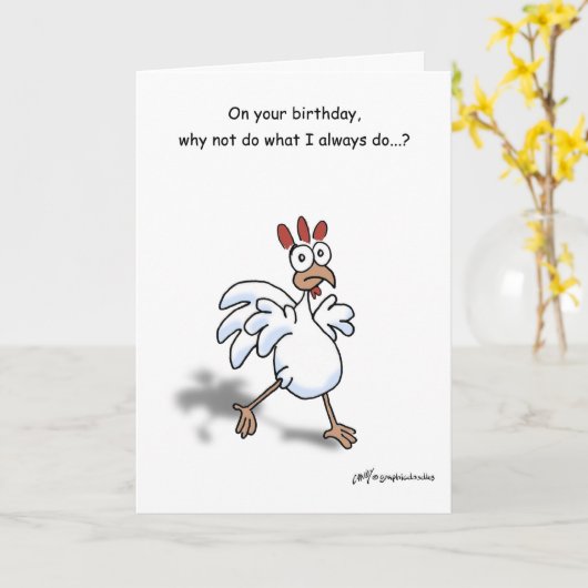Happy Birthday Spring Chicken kaart! Kaart (Gele Bloem)