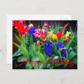 Happy Birthday Spring Flowers #3 Briefkaart (Voorkant / Achterkant)