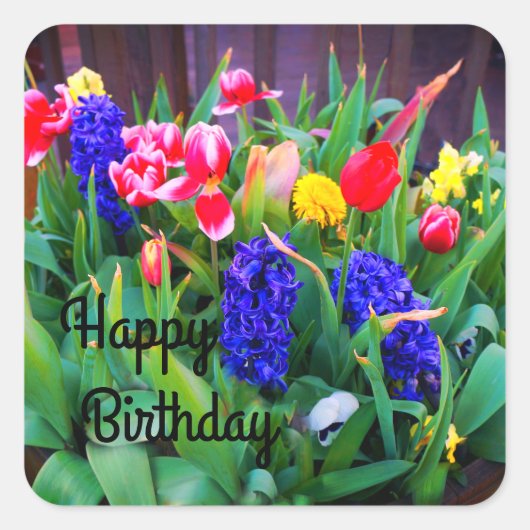 Happy Birthday Spring Flowers #3 Stickers (Voorkant)
