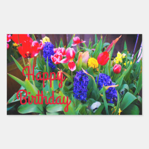 Happy Birthday Spring Flowers #3 Stickers