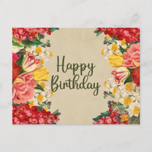 Happy Birthday  Spring Flowers Briefkaart