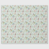 Happy Birthday Spring Flowers en Hummingbird Cadeaupapier (Vlak)